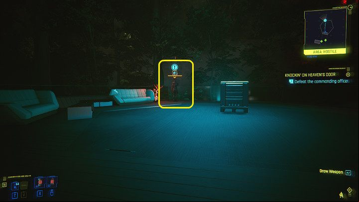 Return to the platform with the commander and finish him when he is not looking at you - Cyberpunk 2077: Knockin on Heavens Door - walkthrough - Act 3 - Cyberpunk 2077 Guide