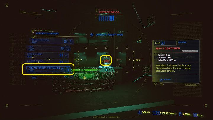 First of all, hack the camera over the door to the security room and turn it off to move safely around the area - Cyberpunk 2077: Knockin on Heavens Door - walkthrough - Act 3 - Cyberpunk 2077 Guide