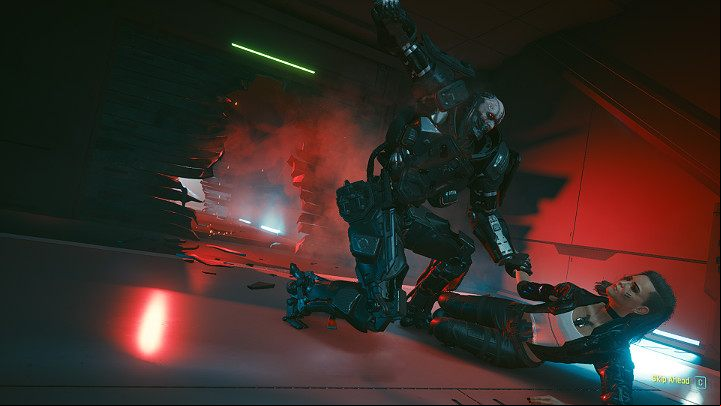 As soon as you open the last door leading to Mikoshi, Adam Smasher, one of the main bosses in Cyberpunk 2077, will stand in your way - Cyberpunk 2077: Knockin on Heavens Door - walkthrough - Act 3 - Cyberpunk 2077 Guide