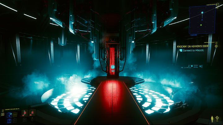 After the fight, take Rogue's weapon (optional), then approach the access point and connect to Mikoshi - Cyberpunk 2077: Knockin on Heavens Door - walkthrough - Act 3 - Cyberpunk 2077 Guide