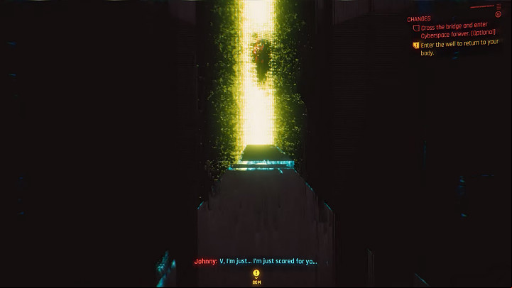 You go deep into Cyberspace, letting Johnny stay in V's body - Cyberpunk 2077: Nomad ending - cooperation with Panam and Aldecaldos - Endings - Cyberpunk 2077 Guide