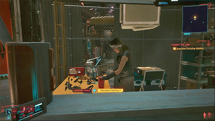 In order to find Christine Markov you have to search the Cherry Blossom Market marked in yellow on the mini-map - Cyberpunk 2077: I Fought the Law (River) walkthrough - Exploration - Cyberpunk 2077 Guide