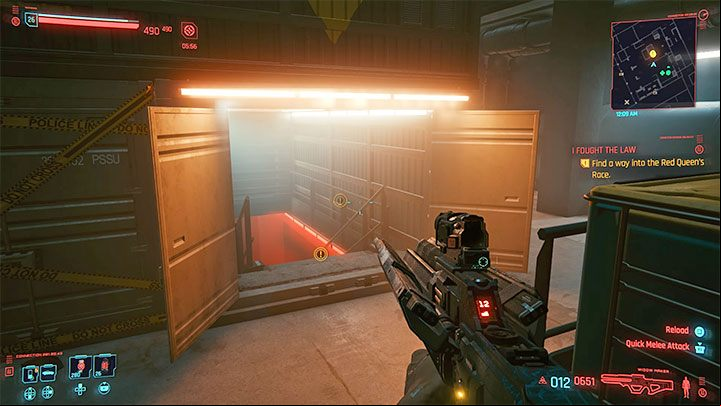 When you get there, River will inform you that the Red Queen's Race warehouse, which you have to investigate, is under the control of the hostile Animals gang, but the building is very poorly guarded and you shouldn't have any problems getting inside - Cyberpunk 2077: I Fought the Law (River) walkthrough - Exploration - Cyberpunk 2077 Guide