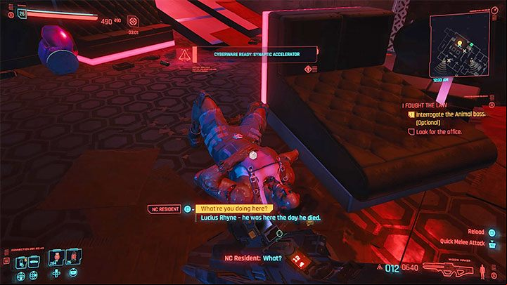Expect to meet more Animals as you exit the elevator - Cyberpunk 2077: I Fought the Law (River) walkthrough - Exploration - Cyberpunk 2077 Guide