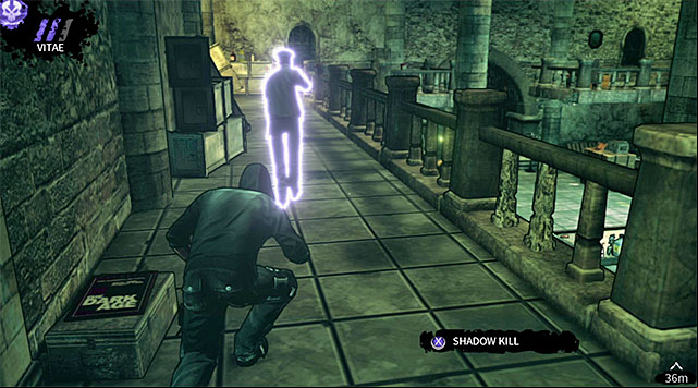 A single guard patrolling the upper balconies - Harding Museum - Bloomings hideout - Chapter 1 - DARK - Game Guide and Walkthrough