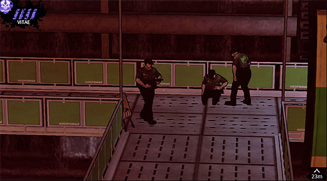 If you want to leave the upper balconies as soon as possible turn right the first chance you get and youll approach two guards seen on the screen above - Geoforge - park (return) - Chapter 2 - DARK - Game Guide and Walkthrough
