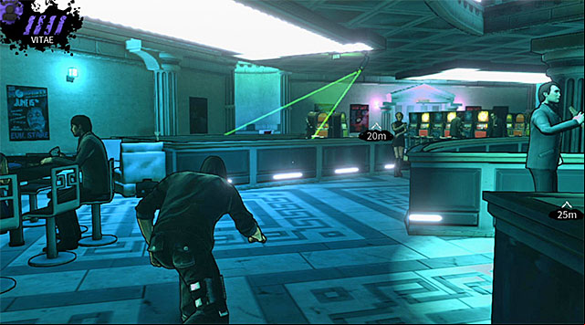 Use the stairs to get to the second floor and start moving towards the trashcan youll use to hide the second bomb - Atlantis - main area (before releasing the gas) - Chapter 3 - DARK - Game Guide and Walkthrough