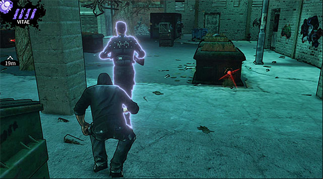 Start off by waiting for a good moment to go left - The Hole - second courtyard - Chapter 4 - DARK - Game Guide and Walkthrough