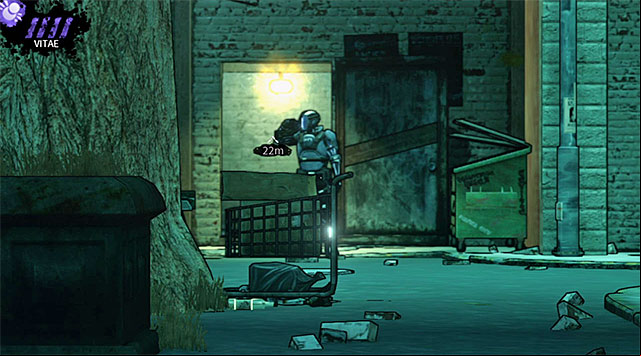 You can also try avoiding all of the hunters mentioned above - youll have a lot of problems with the guard from the right alley and you would have to distract him somehow (for example by stepping on litter) or stun him with one of your advanced vampiric powers - The Hole - second courtyard - Chapter 4 - DARK - Game Guide and Walkthrough