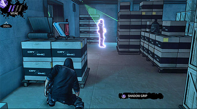 A guard standing under the camera - Cryogenic - warehouse - Chapter 5 - DARK - Game Guide and Walkthrough