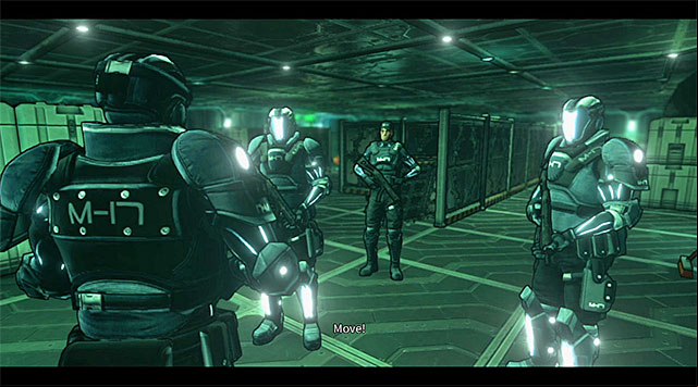A briefing taking place in the security office - M17 Base - security office - Chapter 6 - DARK - Game Guide and Walkthrough