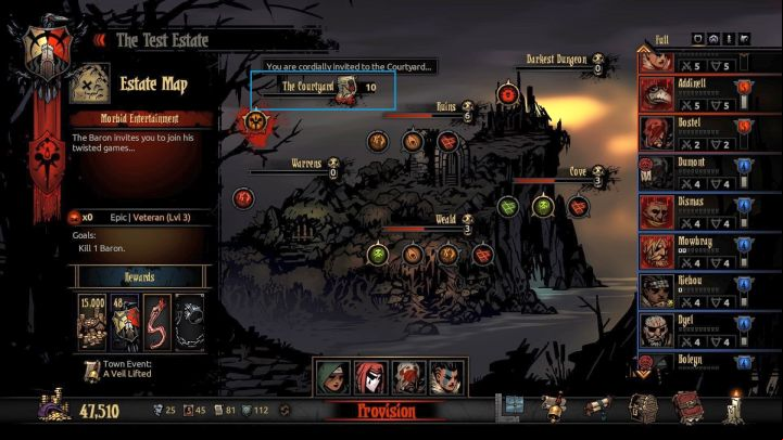 You can check the amount of invitations you have from the embark screen. - Darkest Dungeon The Crimson Court: How to acces The Courtyard Area? - The Courtyard Area - Darkest Dungeon Game Guide & Walkthrough