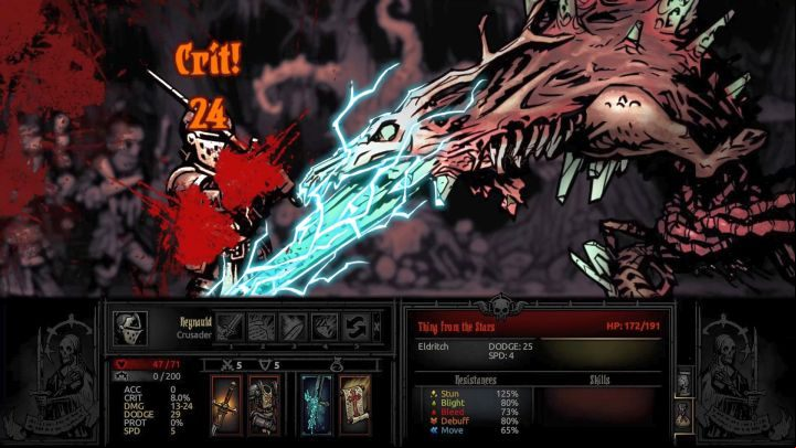 The boss packs a hell of a punch in the second stage. - Darkest Dungeon The Color of Madness: How to beat Thing from the Stars? - Bosses - Darkest Dungeon Game Guide & Walkthrough