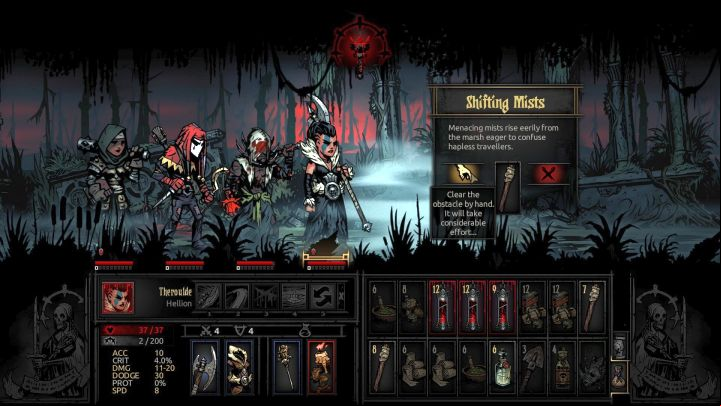 Interacting with the Shifting Mists without a Torch can be very punishing. - Darkest Dungeon The Crimson Court: New Curios and Obstacles - The Courtyard Area - Darkest Dungeon Game Guide & Walkthrough