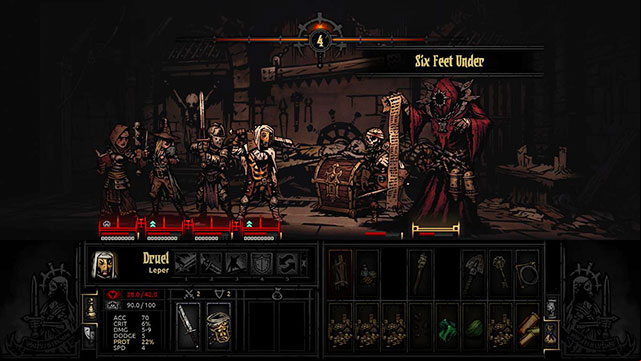 Necromancer with his animated skeletons - Necromancer | Bosses - Bosses - Darkest Dungeon Game Guide & Walkthrough