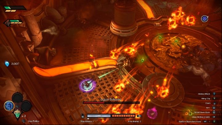 This bosss special attack are fire grenades - Legion Boltspitter - Chapter 3 | Boss in Darksiders Genesis - Bosses and mini-bosses - Darksiders Genesis Guide