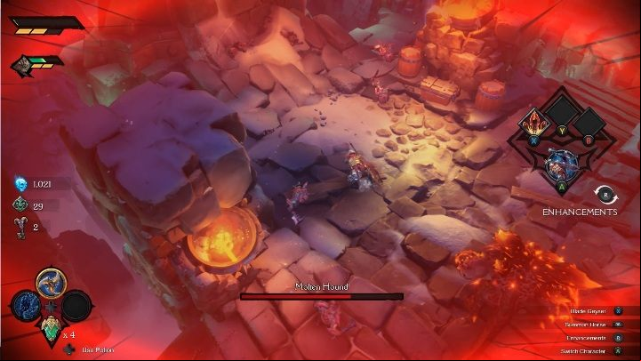 The enemy often summons reinforcements - Molten Hound - Chapter 4 | Boss in Darksiders Genesis - Bosses and mini-bosses - Darksiders Genesis Guide