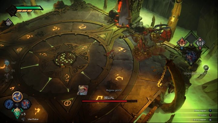 His next attack is to swing the trident rapidly - Belial - chapter 9 | Boss in Darksiders Genesis - Bosses and mini-bosses - Darksiders Genesis Guide