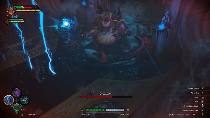 In the next stage, the boss will shoot lightning - Dagon - chapter 13 | Boss in Darksiders Genesis - Bosses and mini-bosses - Darksiders Genesis Guide