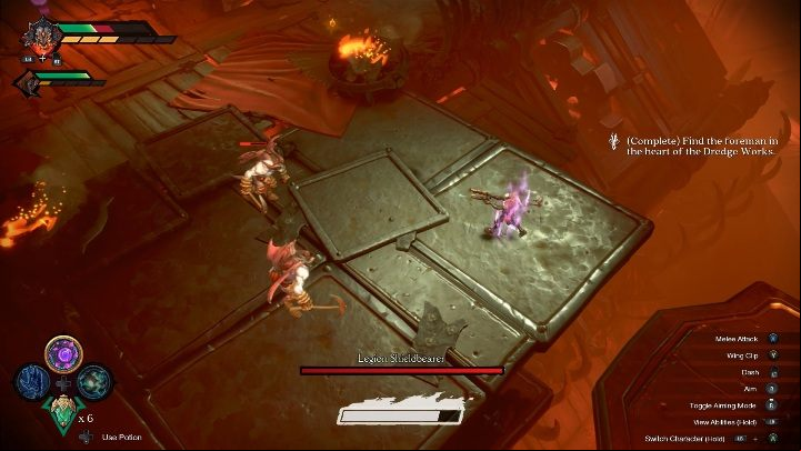 not to let yourself be thrown off the platform - Legion Shieldbearer - chapter 14 | Boss in Darksiders Genesis - Bosses and mini-bosses - Darksiders Genesis Guide