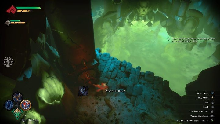 Huge pipes are behind it - thanks to them, you will find the valve faster - How to drain the poisonous water Chapter 8 in Darksiders Genesis? - Puzzles - Darksiders Genesis Guide