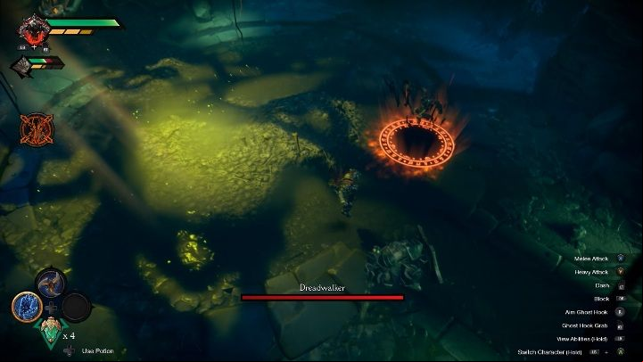 Dreadwalker is a big skeleton that attacks with a sword and a shield - Dreadwalker map in chapter 7 of Darksiders Genesis - The map and the game world - Darksiders Genesis Guide