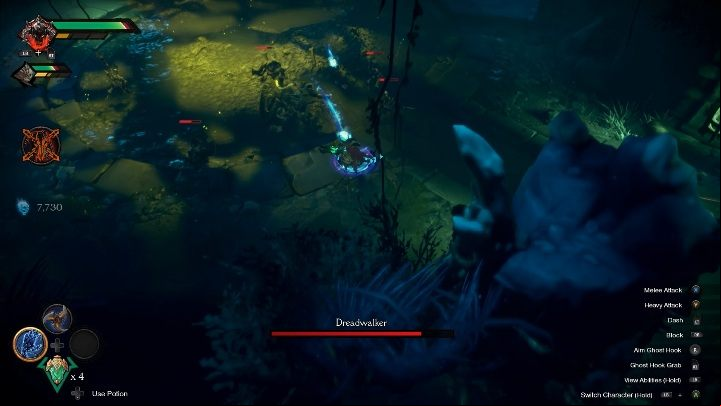 The bosss special attack is a quick jump combined with a shield bash - Dreadwalker map in chapter 7 of Darksiders Genesis - The map and the game world - Darksiders Genesis Guide