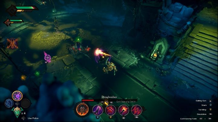 A great way to defeat the boss is to activate Chaos/Anarchy - Dreadwalker map in chapter 7 of Darksiders Genesis - The map and the game world - Darksiders Genesis Guide