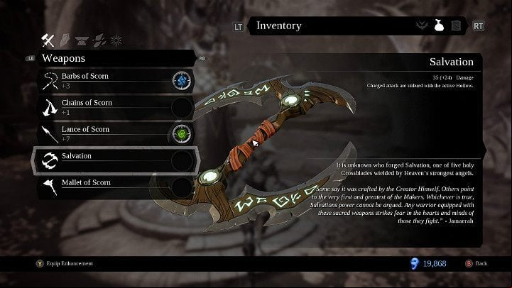 Salvation is a throwable weapon received from Usiel - Weapons in Darksiders 3 - Game basics - Darksiders 3 Guide