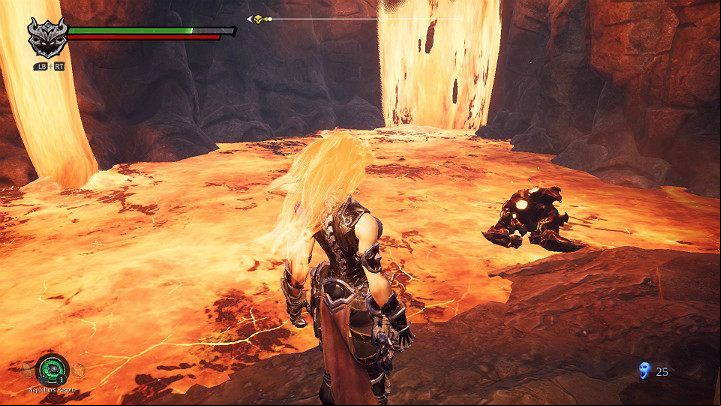 As soon as you land, get ready to meet a new type of opponent - the fiery golem - Hollows | Darksiders 3 Walkthrough - Walkthrough - Darksiders 3 Guide