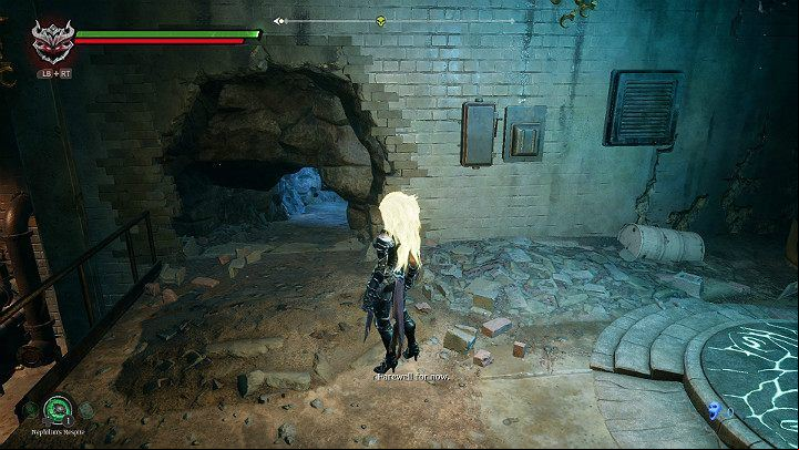 In the Vulgrim room, there is a power switch that will open the age to the sewerage system - Nether part 2 | Darksiders 3 Walkthrough - Walkthrough - Darksiders 3 Guide