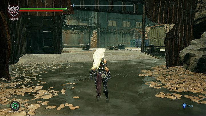 Before you enter this hangar, make sure you have restored your health points and get ready to fight - The drowned district | Darksiders 3 Walkthrough - Walkthrough - Darksiders 3 Guide