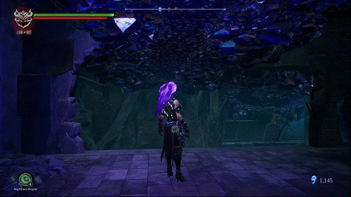 Jump to the upper level, and use the special property of force hollow to roll on the ceiling to the next room - Sunken Tracks | Darksiders 3 Walkthrough - Walkthrough - Darksiders 3 Guide