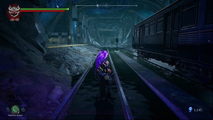 Notice that the light has turned green, which means that the crossover is set correctly - Sunken Tracks | Darksiders 3 Walkthrough - Walkthrough - Darksiders 3 Guide
