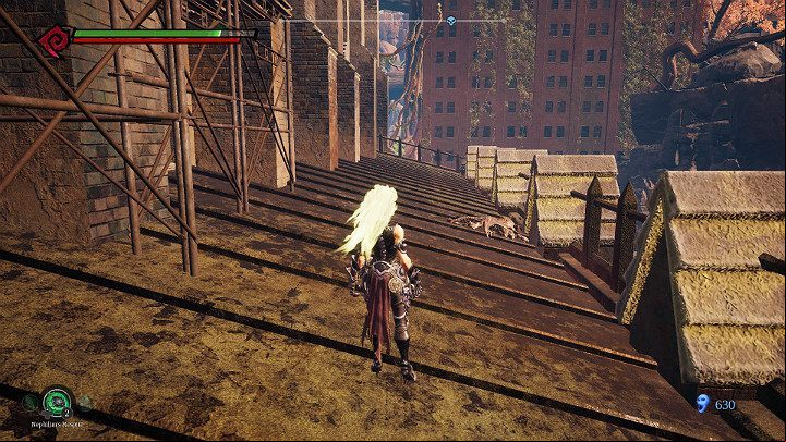 Collect the item, jump down and enter the building - South End | Darksiders 3 Walkthrough - Walkthrough - Darksiders 3 Guide