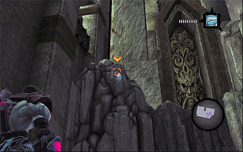 1) You can find the stone on the outside balcony on which there is a statue with a lantern (screenshot 1) - Resistance Stonebites locations - The Kingdom of the Dead - Sticks and Stones - Darksiders II - Game Guide and Walkthrough
