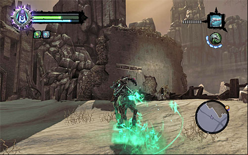 1) You can find the stone under the bridge pictured on screenshot 1, located in the central area of Leviathan's Gorge; however it's quite a challenge to get it - Resistance Stonebites locations - The Kingdom of the Dead - Sticks and Stones - Darksiders II - Game Guide and Walkthrough