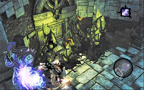 You should get to the east door - Shattered Forge - Additional Locations - Darksiders II - Game Guide and Walkthrough