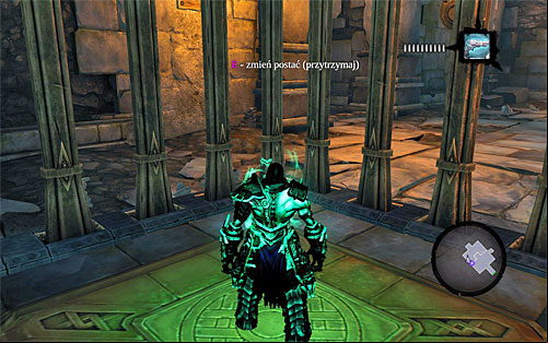 Have the first half go left and make its way up where shown on screenshot 1 - Forge Lands - Other Locations - Additional Locations - Darksiders II - Game Guide and Walkthrough