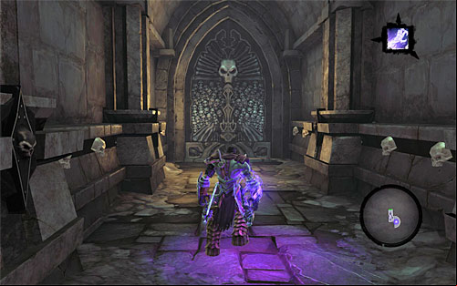Whether you've been able to explore the locked mausoleum or not, go back to the staircase and head for the door you've ignored earlier; it's on the top, second, level of the basement (the above screen) - Lair of the Deposed King - Exploring the upper level of the dungeon - Additional Locations - Darksiders II - Game Guide and Walkthrough