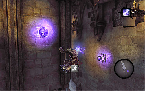Hold on to the vines, lean back, jump backwards and latch onto another grapple, pictured above (Death Grip necessary again) - The Breach - Exploring The Breach - Additional Locations - Darksiders II - Game Guide and Walkthrough