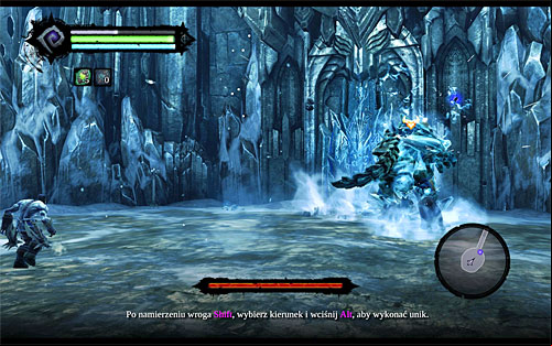 The battle with the Ice Giant is very easy, though naturally you'll have to be more careful than with the regular enemies - Boss 1 - Ice Giant - Find a Way to Save War - Darksiders II - Game Guide and Walkthrough