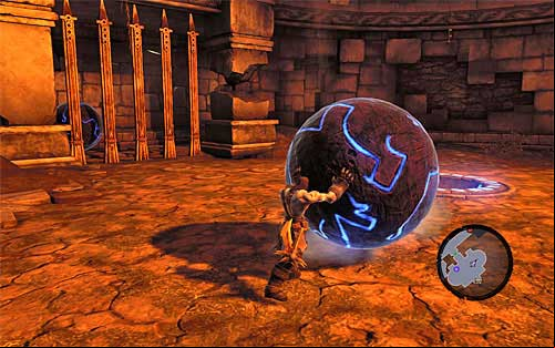 Approach it after the explosion, and start rolling it - Restore the Fire of the Mountain (2) - The Fire of the Mountain - Darksiders II - Game Guide and Walkthrough