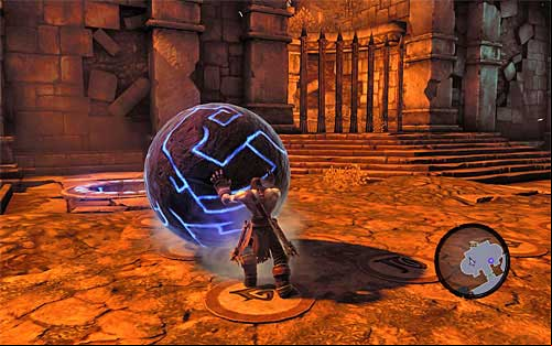 Notice that the gate with the other ball behind it opened - Restore the Fire of the Mountain (2) - The Fire of the Mountain - Darksiders II - Game Guide and Walkthrough