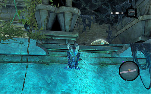 On the way, I recommend looking around for a ledge on the left side, shown on the above screen, which Death can grab onto - Restore the Tears of the Mountain (2) - The Tears of the Mountain - Darksiders II - Game Guide and Walkthrough