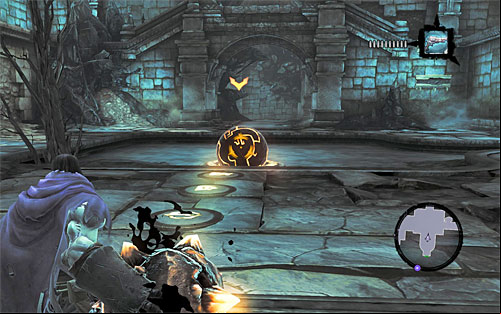 Go back to the balcony with shadowbombs, grab one and jump down - Restore the Tears of the Mountain (2) - The Tears of the Mountain - Darksiders II - Game Guide and Walkthrough