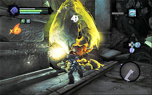 As you go through the new corridor, destroy a nest of Stingers, but this time to be careful more than ever because you'll also be attacked by Prowlers - Restore the Tears of the Mountain (2) - The Tears of the Mountain - Darksiders II - Game Guide and Walkthrough