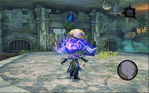 When you open them, jump into the water and swim towards the edge visible in the distance so that you could climb a new shelf - Restore the Tears of the Mountain (2) - The Tears of the Mountain - Darksiders II - Game Guide and Walkthrough