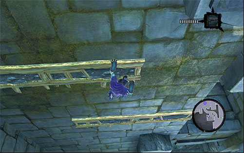 Jump to the neighboring poles and finally grab onto the interactive edge - Find the Lost Temple - To Move a Mountain - Darksiders II - Game Guide and Walkthrough