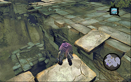 Starts exploring the new area by jumping down to the lower platforms you see on the screen - Wake the Construct (2) - To Move a Mountain - Darksiders II - Game Guide and Walkthrough
